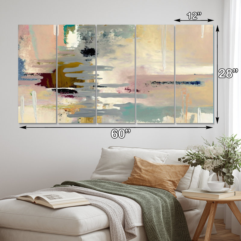 «Autumn Of Retro Groove Abstract Expressionism I», reproduction d'art sur toile abstraite - 5 panneaux égaux