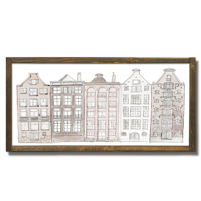 Aquarelle paysage urbain neutre, impression sur bois