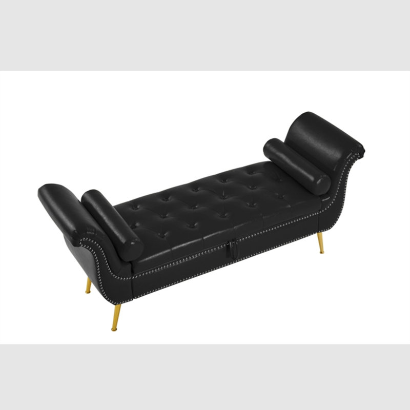 Kilner Faux Leather Upholstered Storage Bench, Black