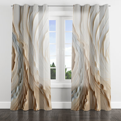 White And Gold Champagne Flow III - Champagne Grommet Curtain - Room Darkening Abstract Curtain - 1 Panel