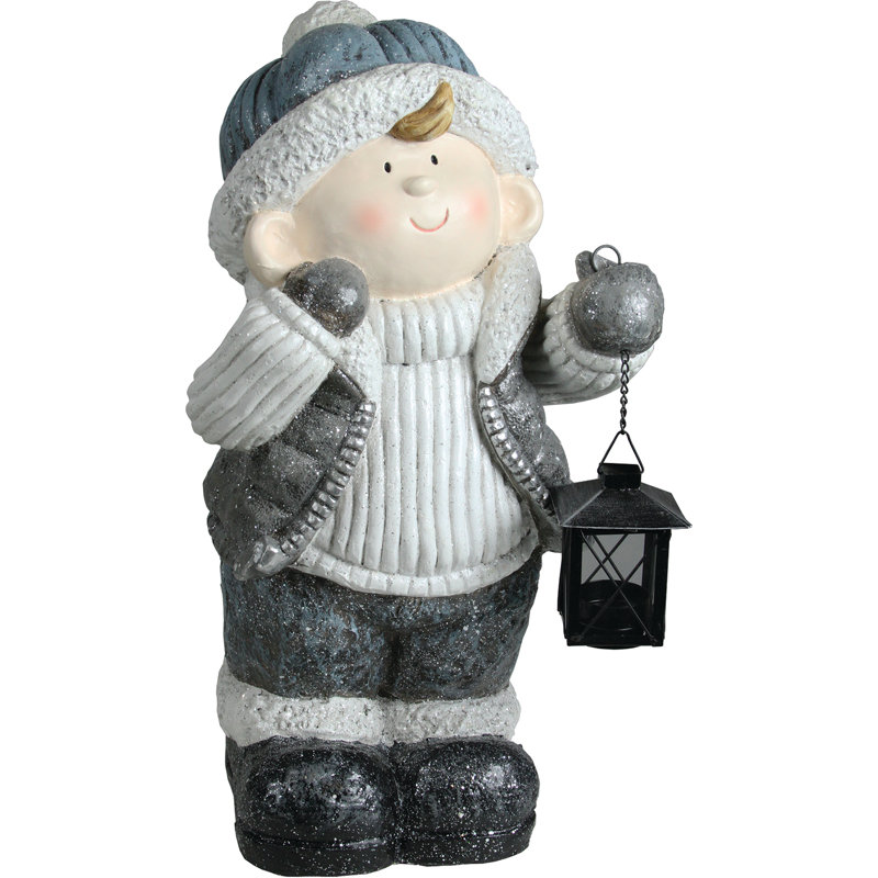 Figurine de Noël 18,5 po blanc et gris