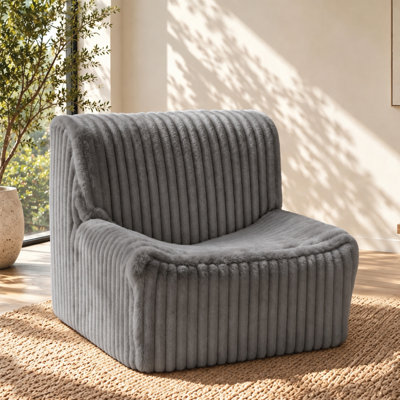 Fauteuil sans accoudoirs en fausse fourrure, canapé simple moderne l 32 po avec siège profond, idéal pour la chambre à coucher, le salon, les dortoirs et les appartements - aucun assemblage requis