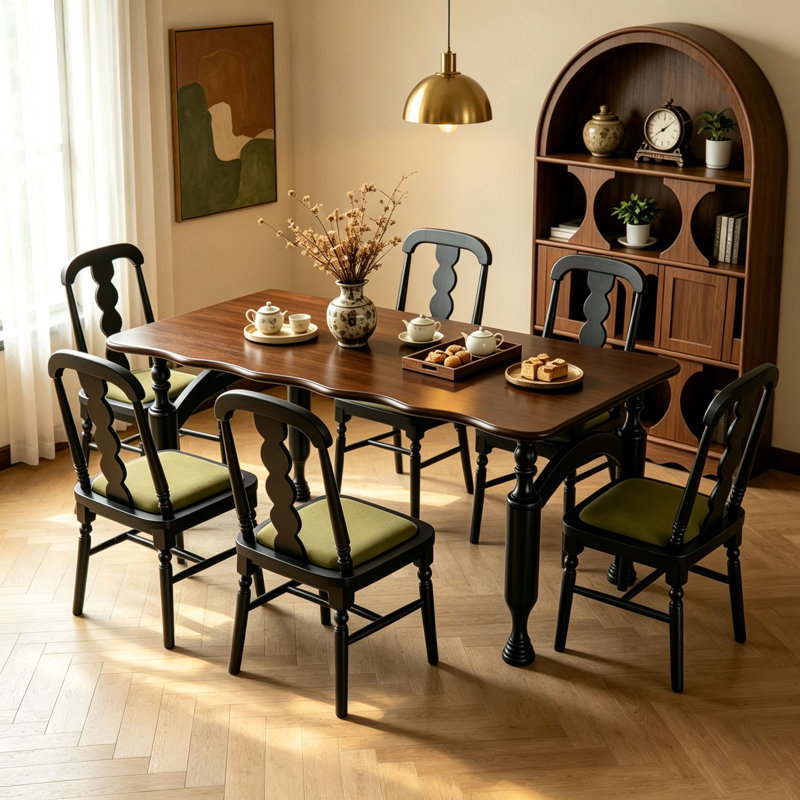 Table de salle à manger vintage en chêne, H 29,5 po x l 63 po x P 35,4 po, 7