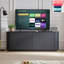 Sideboard Storage Cabinet TV Stand With Wave Pattern Buffet Cabinet Wooden Vertical Striped Cabinet For Kitchen/Bedroom/Entryway. Black