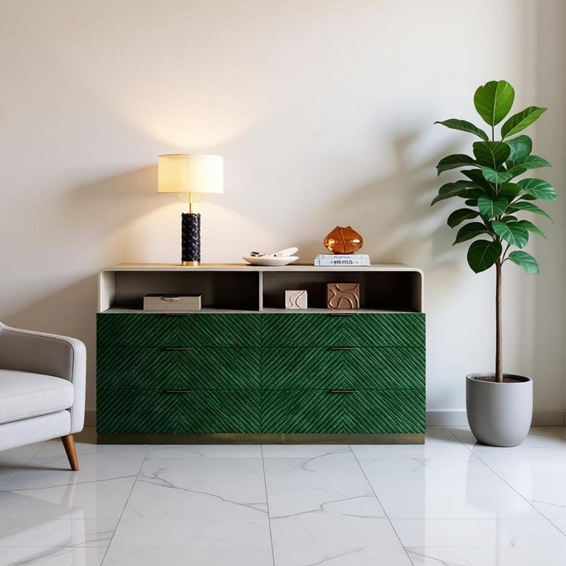 Dureau, 33.46" H x 55.11" W x 15.75" D, Green