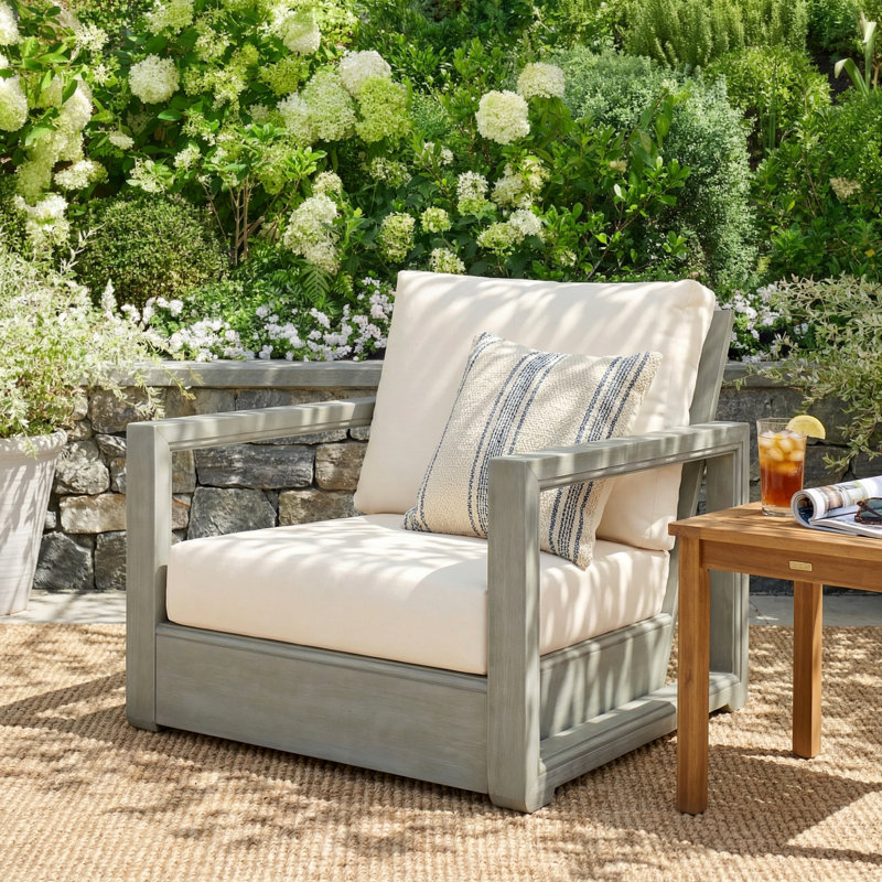 Donnie Acacia Outdoor Lounge Chair, Light Gray