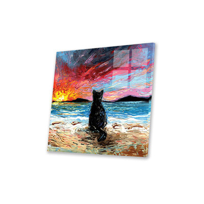Beach Days - impression de chat noir sur verre acrylique