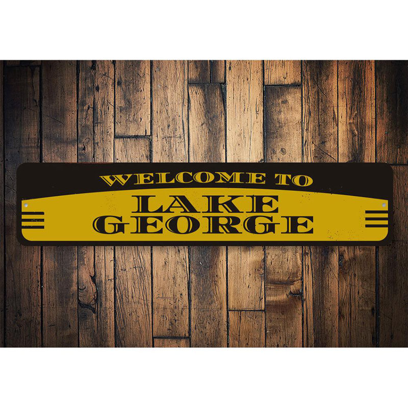 Plaque en métal «Lake Welcome», H 6 po x l 24 po x P 0,06 po