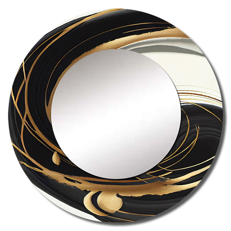 Décoration murale dorée en cercle doré II - Miroir rond moderne_MTMIR56279, 23 po x 23 po