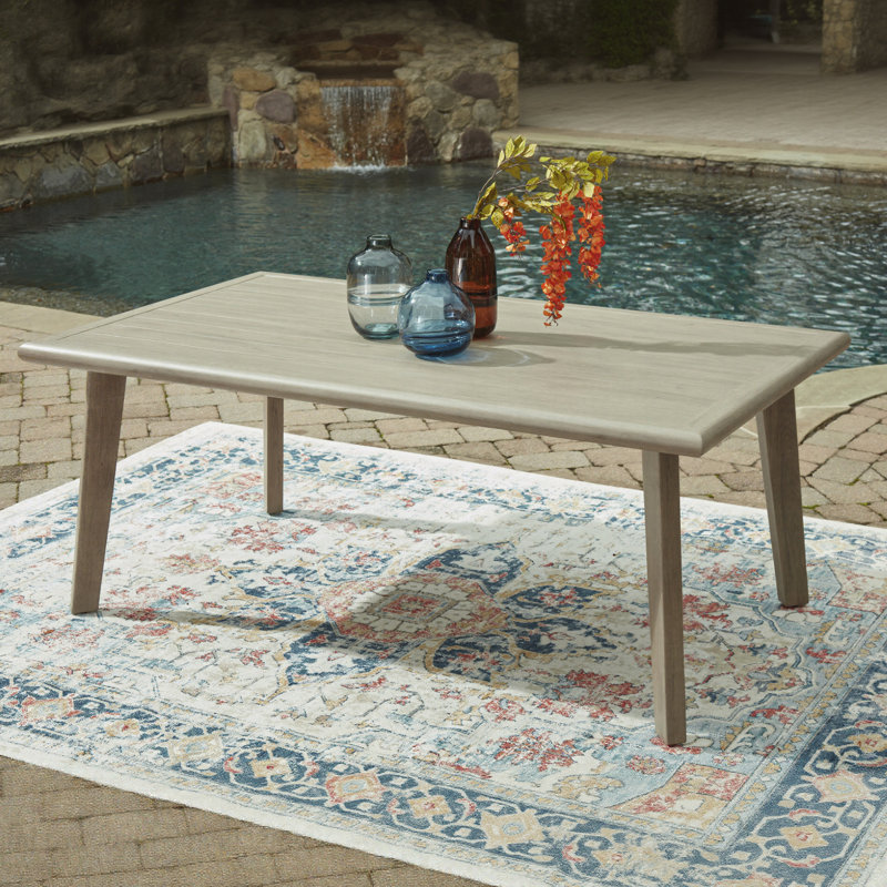 Table de salle à manger d'extérieur rectangulaire Debbee avec option de parasol