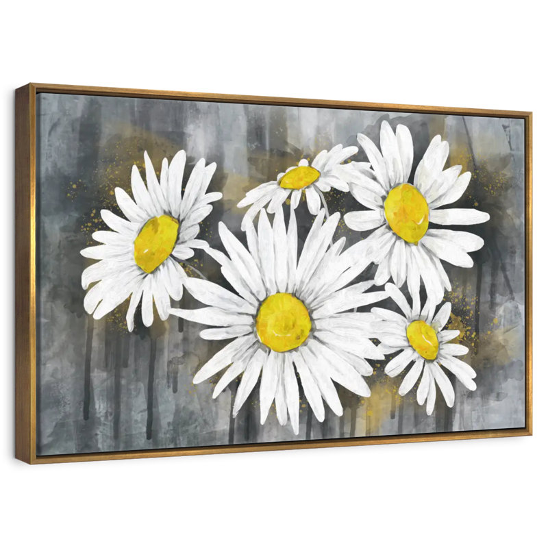 Bouquet de marguerites, 40 po x 27 po, Cadre flottant doré
