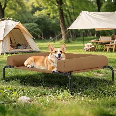 Elevated Dog Bed with Removable Cooling Cushion