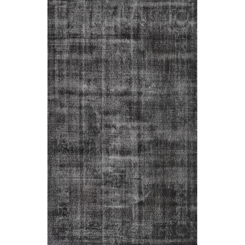 Tapis noir en laine touffeté à la main Skakke