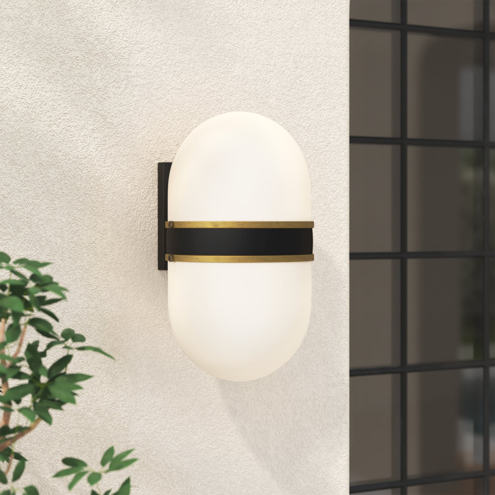 Marie 2-Light Outdoor Bulkhead Light, 13.25" H x 8" W x 9.25" D , Opal