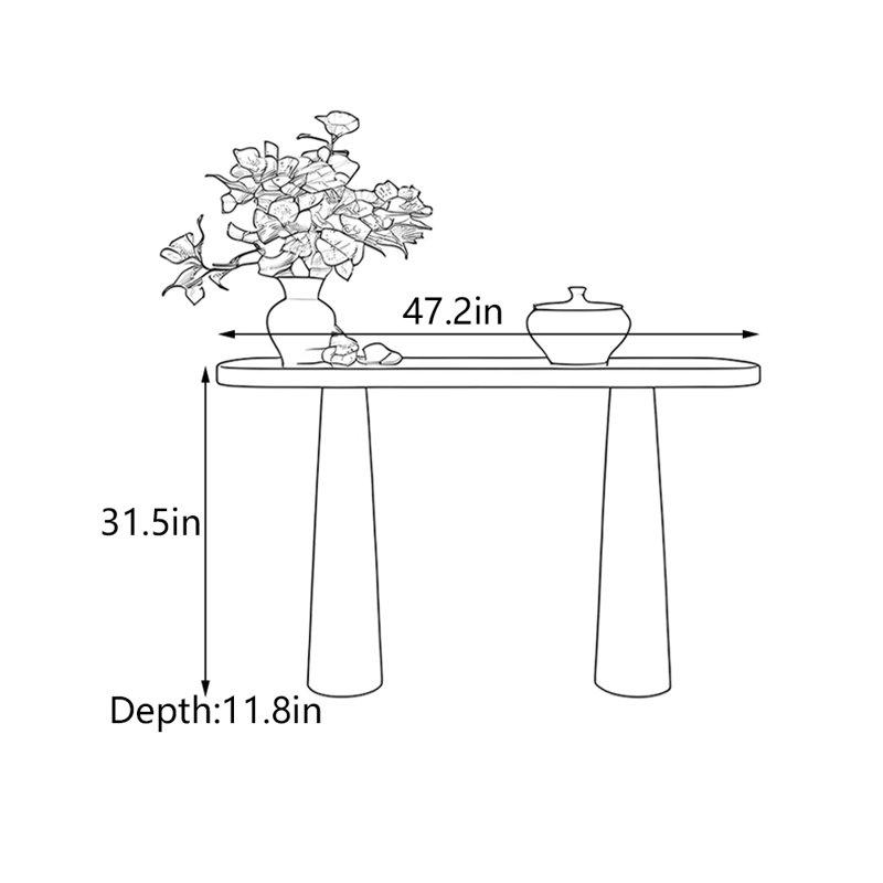 Console en bois massif noir, H 31,5 po x l 47,2 po x P 11,8 po