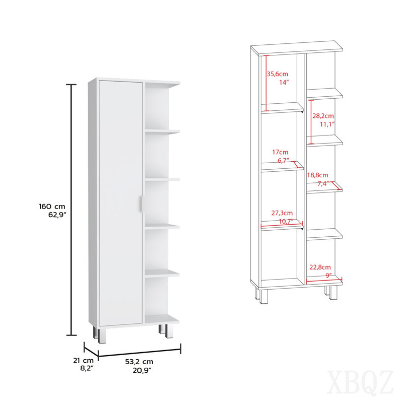 Armoire de rangement en lin de 63 po de hauteur avec quatre tablettes ouvertes