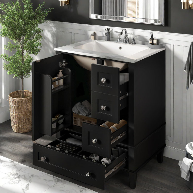 de meuble-lavabo et lavabo moderne en bois de 3 pouces avec beaucoup de rangement