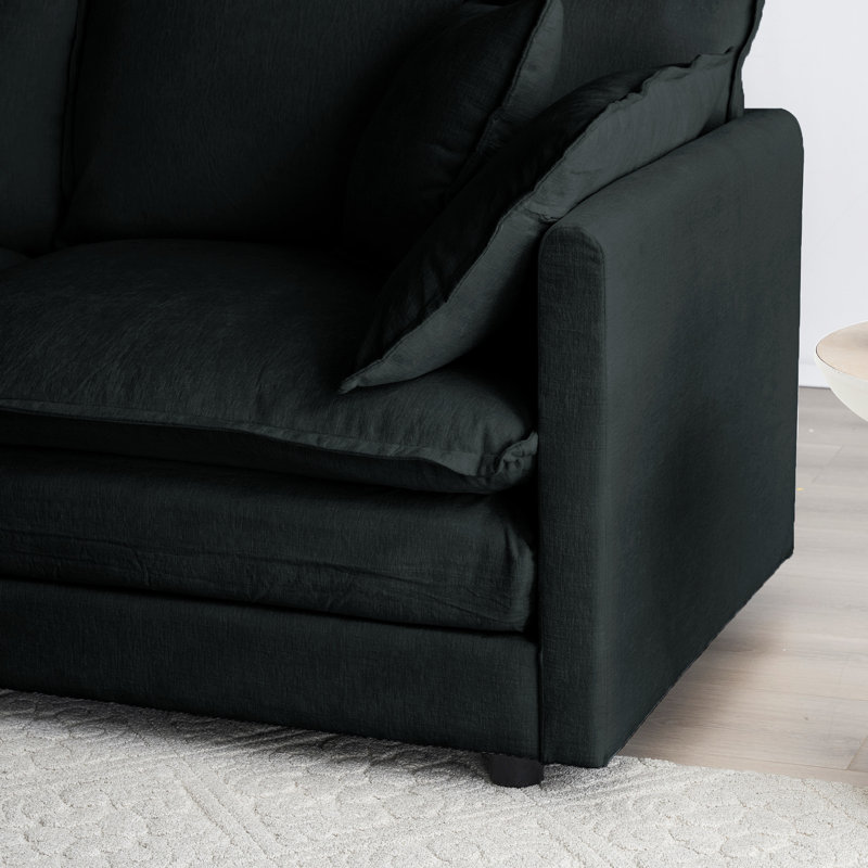 Fauteuil Comfy personnalisé à assise simple en chenille noire avec structure stable