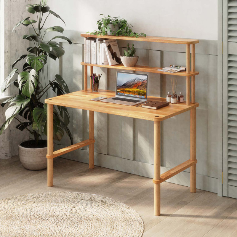 Bureau en bois Lee Beech, bureau d'étude en bois massif pour le bureau personnel, H 29,9 po x l 47,2 po x P 27,5 po