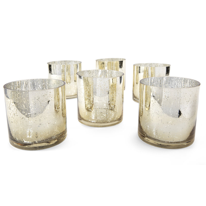 Vase de table en verre, H 5 po x l 5 po x P 5 po, Or