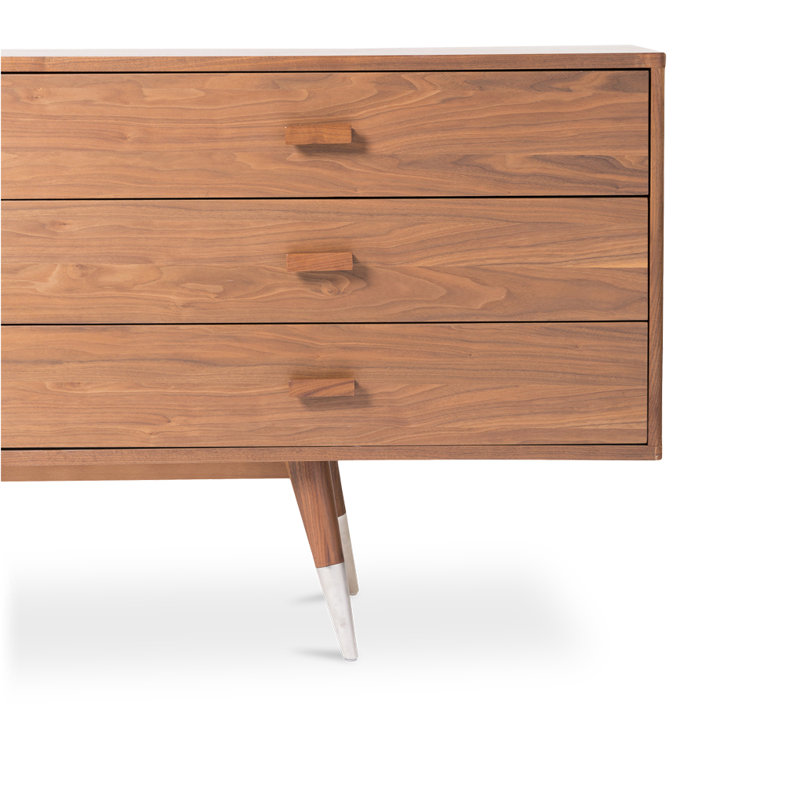 Gardner 3 Drawer Walnut and Birch Solid Wood Sideboard, 30.5" H x 82.5" W x 16" D