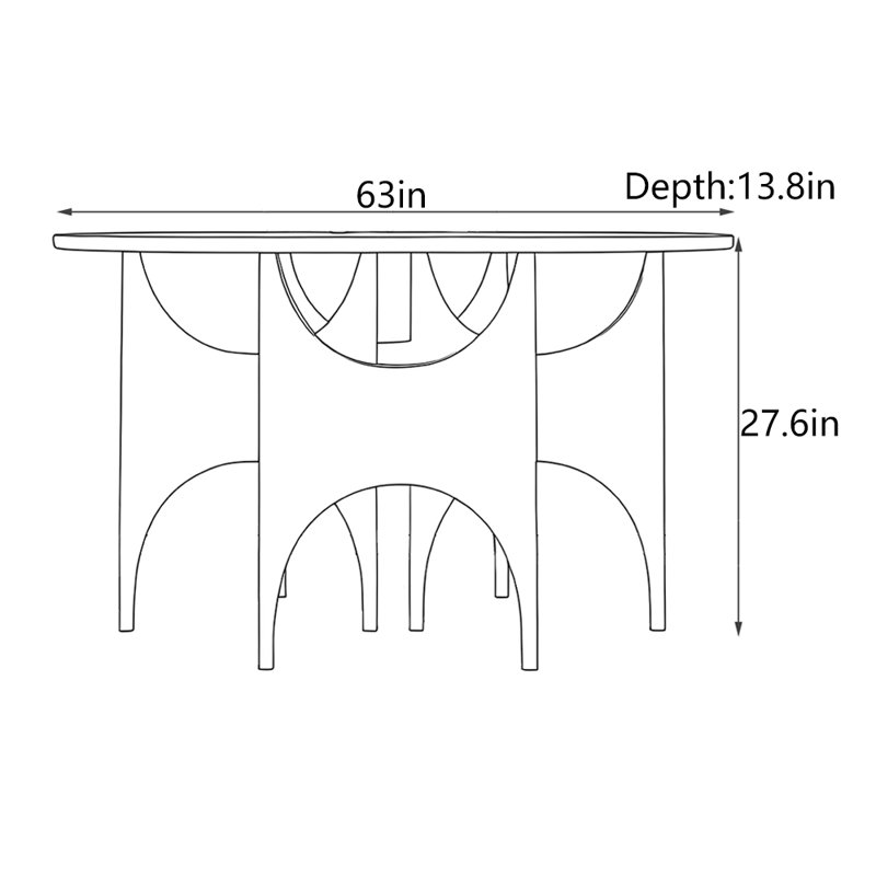 Console Mid-Century, H 27,6 po x l 63 po x P 13,8 po