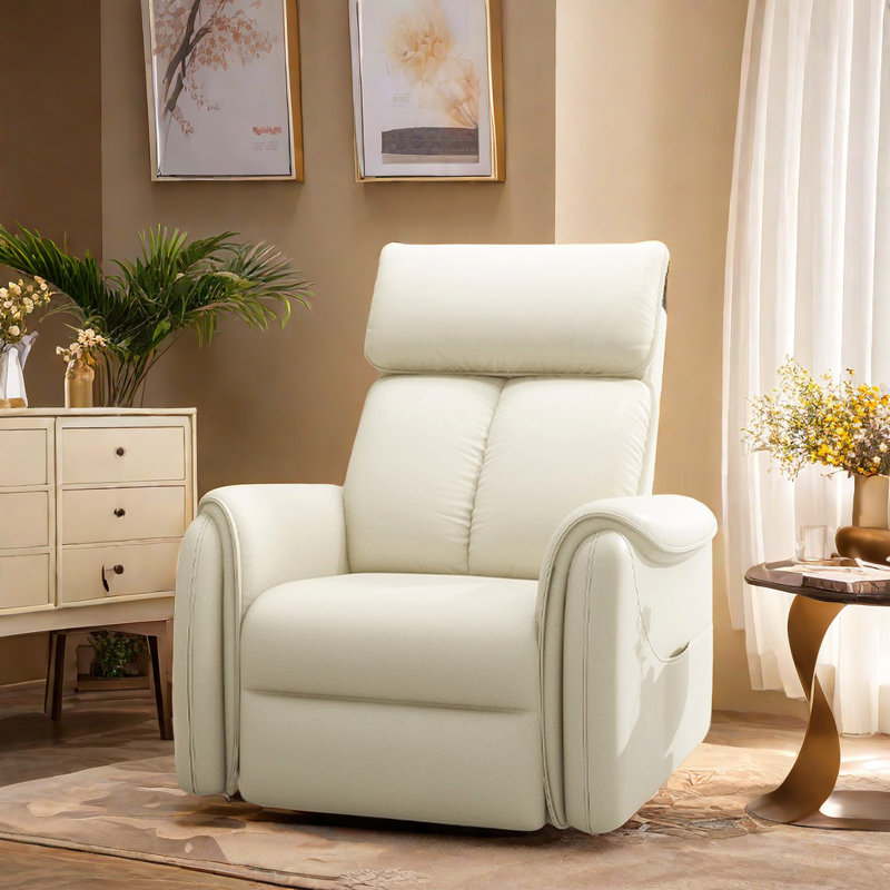 Fauteuil inclinable pivotant en similicuir Nolene, Crème