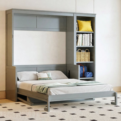 Full Size Murphy Bed with Desk and Bookshelf