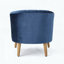 Fauteuil club de style Mid-Century moderne en velours avec coutures en canaux, pieds en bois d'hévéa, cobalt-657331194