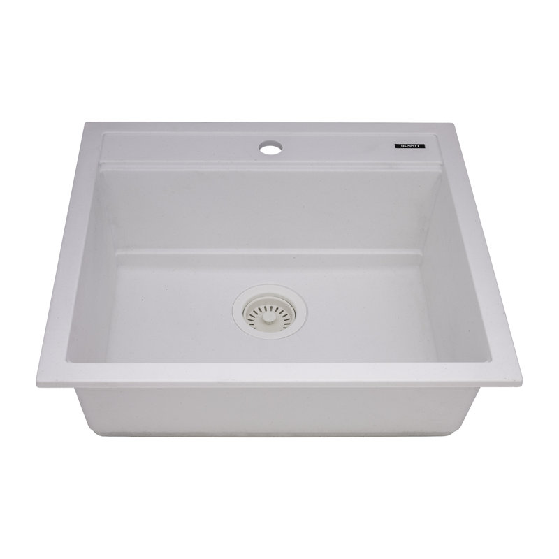 20'' L Drop-In Triple Bowl Granite Composite Kitchen Sink, Matte White