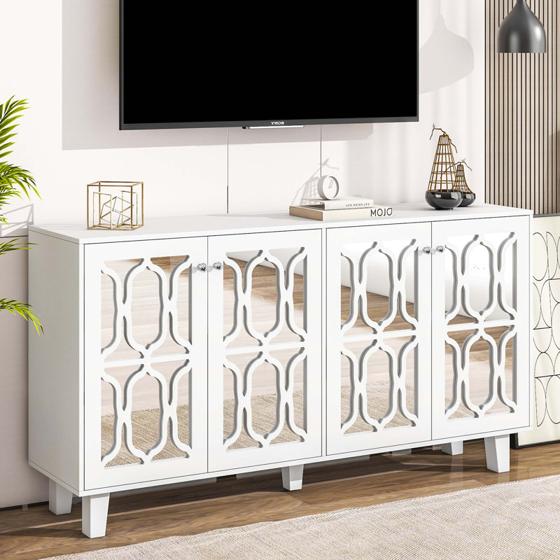 Buffet avec tablettes réglables, Blanc