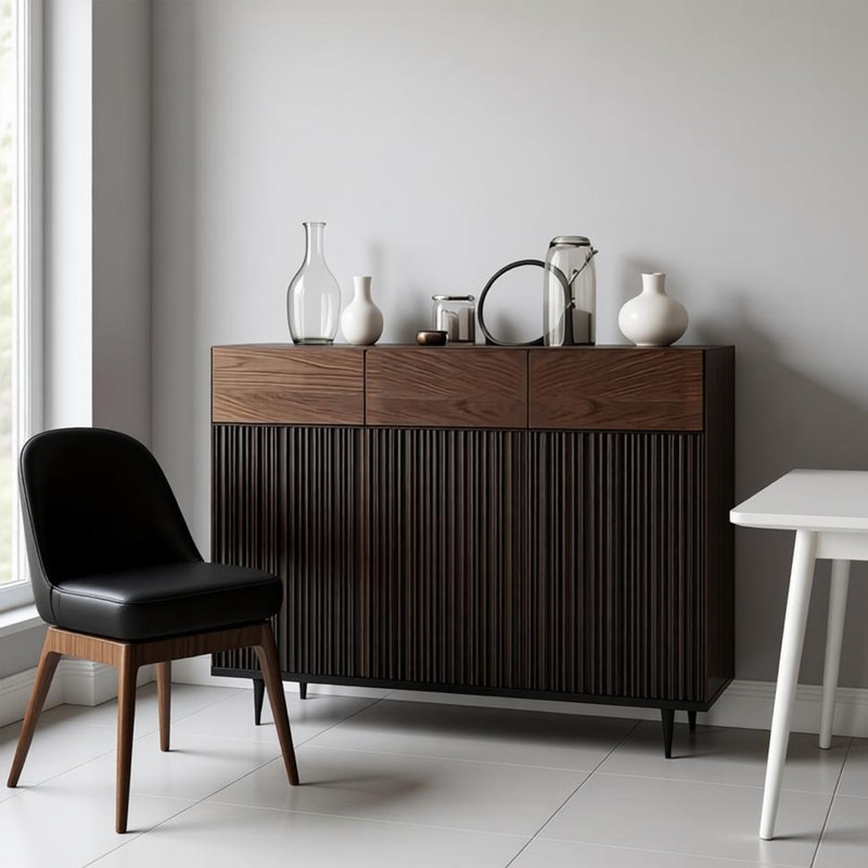 Armoire d'entrée de style nordique, 43.30" H x 55.11" W x 15.75" D