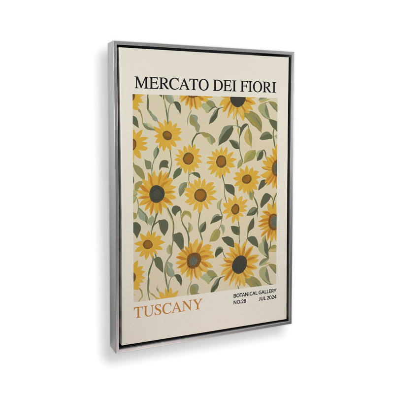 Summer Tuscany Flower Market, Polished Chrome Floater Framed, 30.75" H x 20.75" W