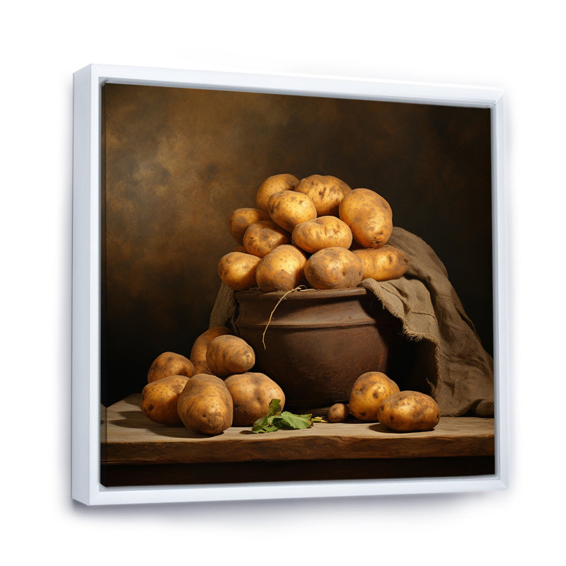 «Potato Amber» sur toile, H 30 po x l 30 po x P 1 po, Cadre flottant blanc