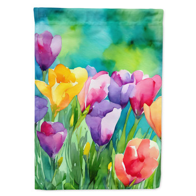 Freesias dans le drapeau de la maison à l'aquarelle