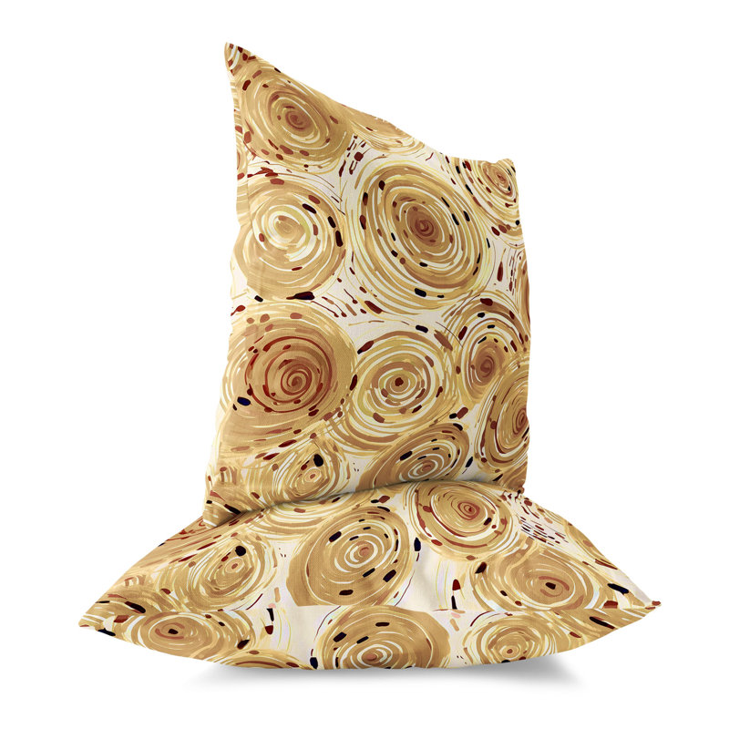 Beige Geometric Faux Suede Reversible Throw Pillow 16"
