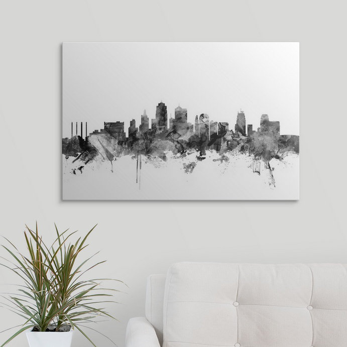 «Kansas City Skyline» par Francy, impression, H 12 po x l 18 po x P 1,5 po, Toile