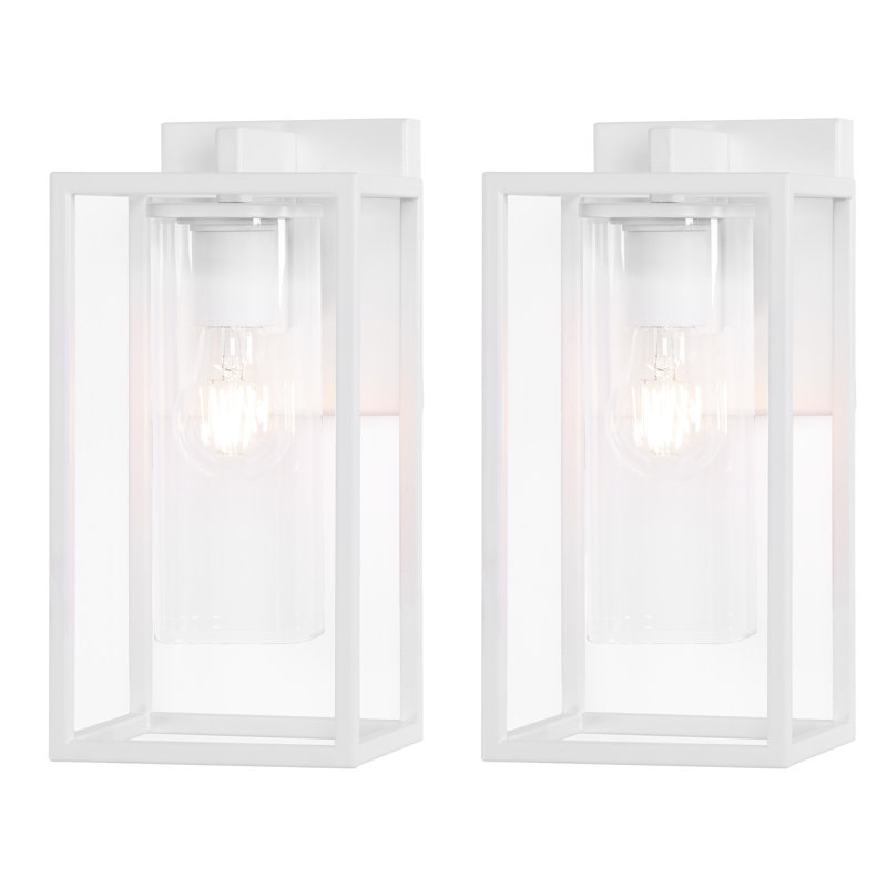 Tiernan Outdoor Wall Lantern, White, 12.15" H x 5.75" W x 8.05" D