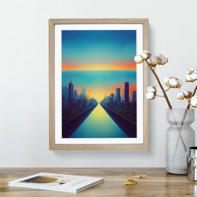 River Through A City Skyline - Single Picture Frame Print