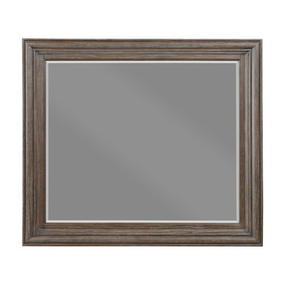 Rectangular Beveled Dresser Mirror in Walnut