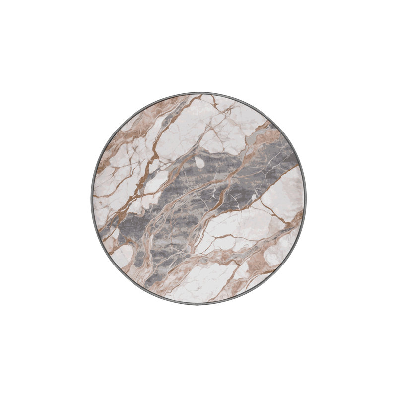 Tapis gris lavable à la machine, Rond 3 pi