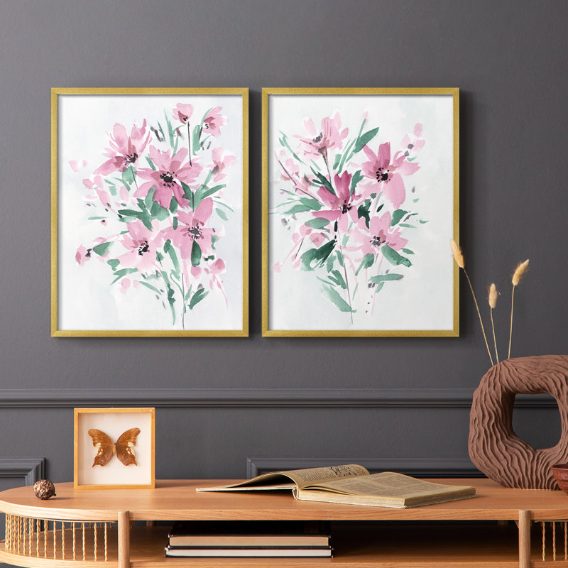 Posy Blooms III - reproduction encadrée de qualité supérieure - prête à être accrochée - aucun clou requis - aucun clou requis