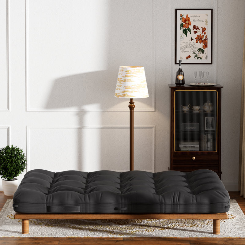 Matelas de futon pour matelas de sol, tapis de couchage 6 po Thick Tatami, 6", Noir