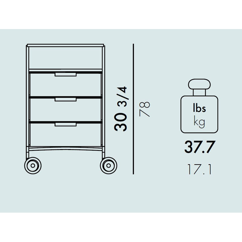 Mobil Drawer Storage, Translucent Cobalt, With Wheels, 6 Hi