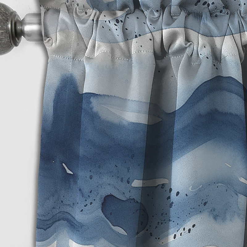 Rideau abstrait occultant abstrait à motif abstrait Blue Waves III - Fractals, L 52 po x L 95 po
