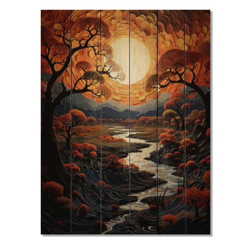 Breshaun " African Tribal Sunset IV ", 40" H x 30" W x 0.78" D