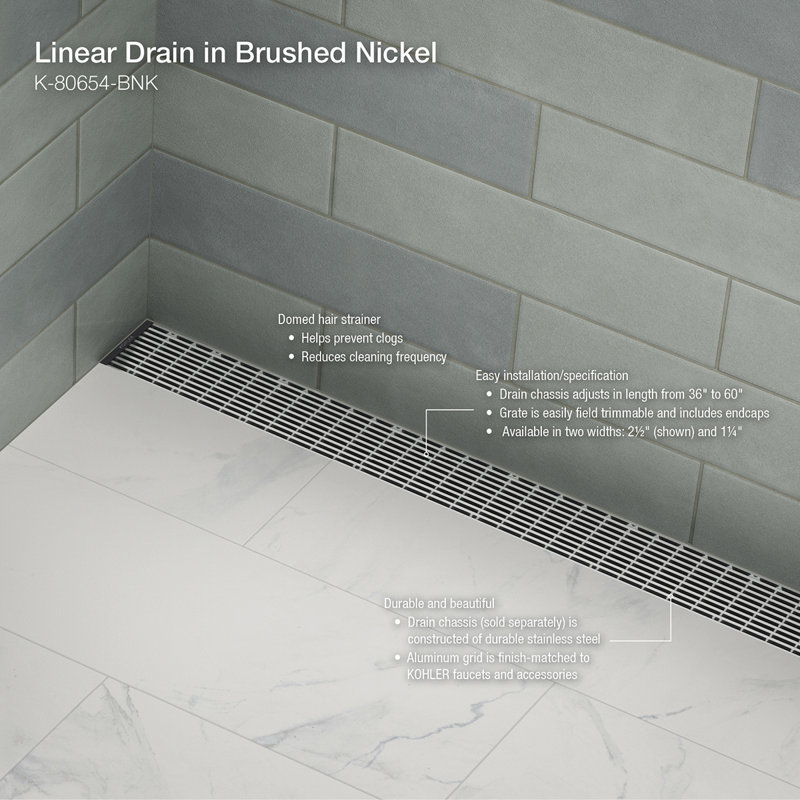 Linear Grid Shower Drain, Vibrant Brushed Moderne Brass