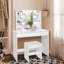 Ensemble coiffeuse avec tabouret et miroir Davisboro-401977710