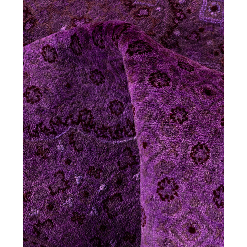 Overdyed Hand-Knotted Wool Modern-Contemporary Purple Area Rug 6' 3" x 9' 2"