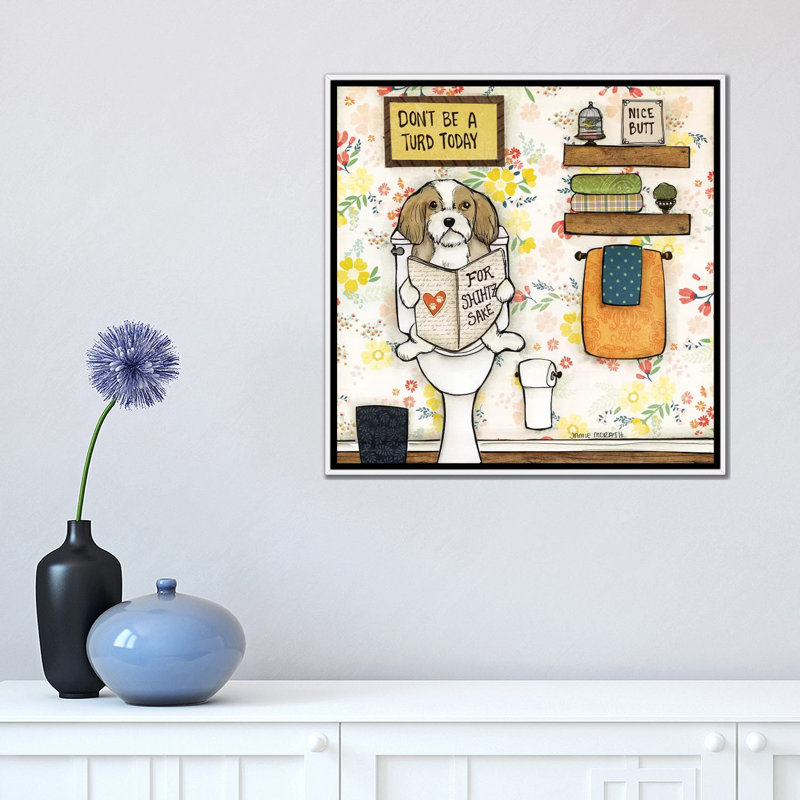 « Turd Today » par Jamie Morath-impression, H 18 po x l 18 po x 1,5 po, Pas de tapis, Toile blanche encadrée